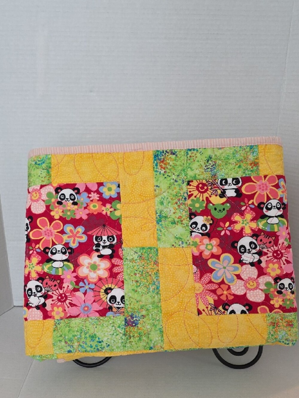 Handmade Quilted Pink Red Blue Mermaid Ocean Panda Floral Double Sided Quilt